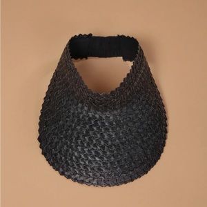 Black Straw Sun Visor